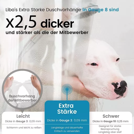 Suport antiderapant pentru perdea de duș LiBa Fagyos - Material PEVA antimicrobian, impermeabil, durabil, cu strat PVC