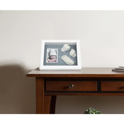 3D Baba Képkészlet és Képkeret Fotó, Kéz és Láblenyomathoz - Kék Csillagos Háttérrel - 0-6 Hónapos Korig - Tökéletes Babaváró és Karácsonyi