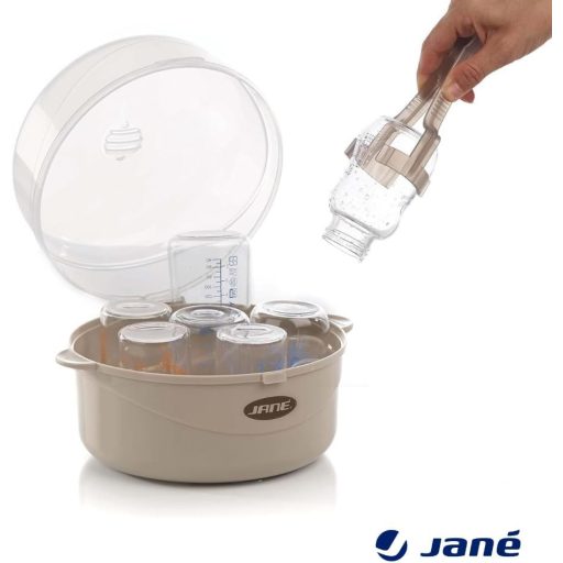Sterilizator cu microunde Jané pentru 6 biberoane, cu sterilizator pentru biberoane și accesorii