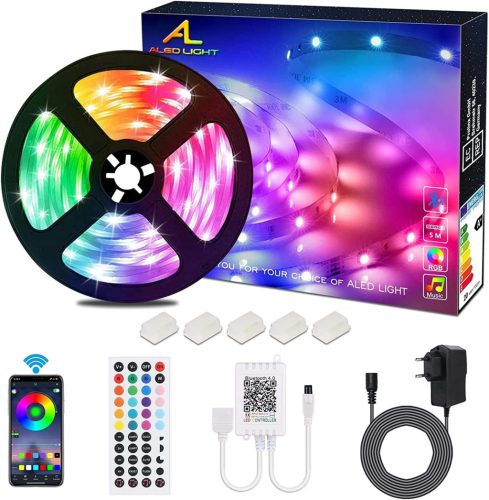 Bandă LED RGB 5M 150 LED 5050 SMD - 12V cu Alimentare, Telecomandă cu 44 de Butoane și Unitate de Recepție - Iluminat Decorativ pentru Casă