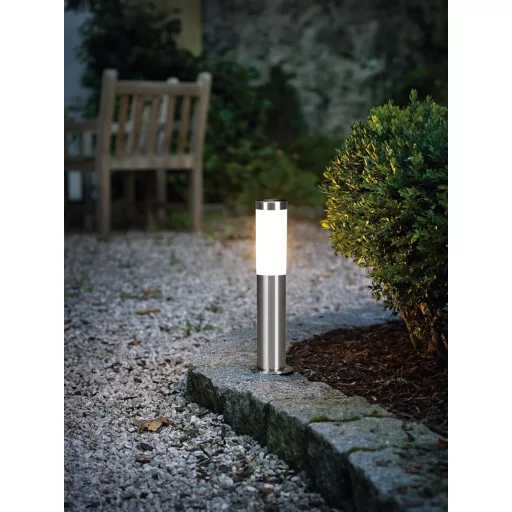 EGLO Helsinki LED kültéri lámpa E27 rozsdamentes acél ezüst - 7 x 7 x 45 cm, Silver, Path light H 45 cm