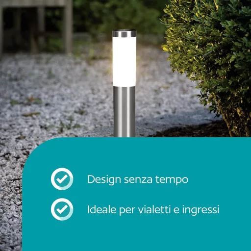 EGLO Helsinki LED kültéri lámpa E27 rozsdamentes acél ezüst - 7 x 7 x 45 cm, Silver, Path light H 45 cm