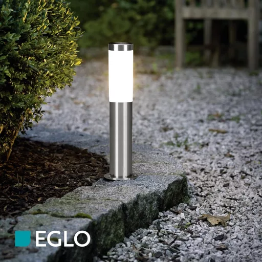 EGLO Helsinki LED kültéri lámpa E27 rozsdamentes acél ezüst - 7 x 7 x 45 cm, Silver, Path light H 45 cm
