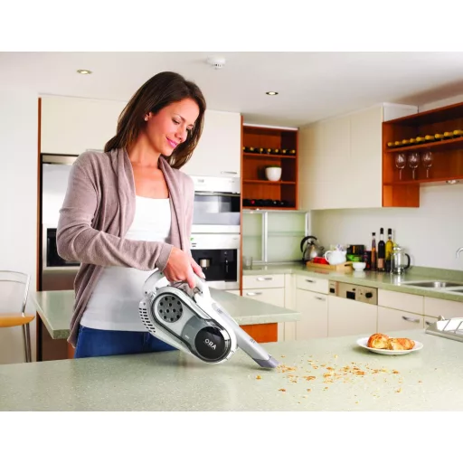 Aspirator de mână alb cu mâner BLACK+DECKER HVFE2150L-QW