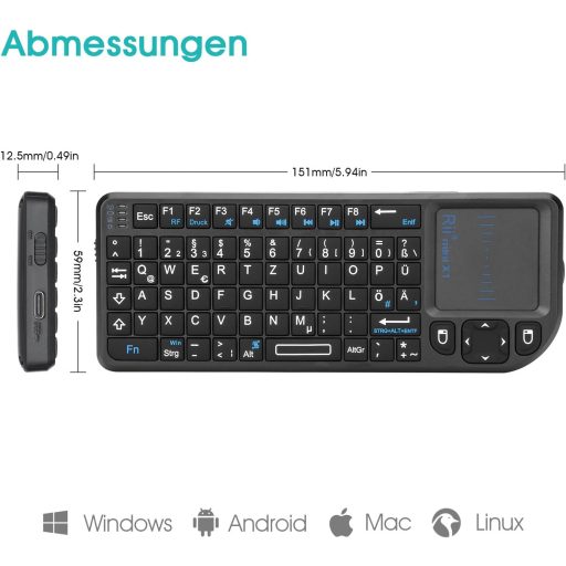 Mini tastatură wireless Rii X1 cu touchpad pentru TV/PC/Tabletă/Xbox/PS3