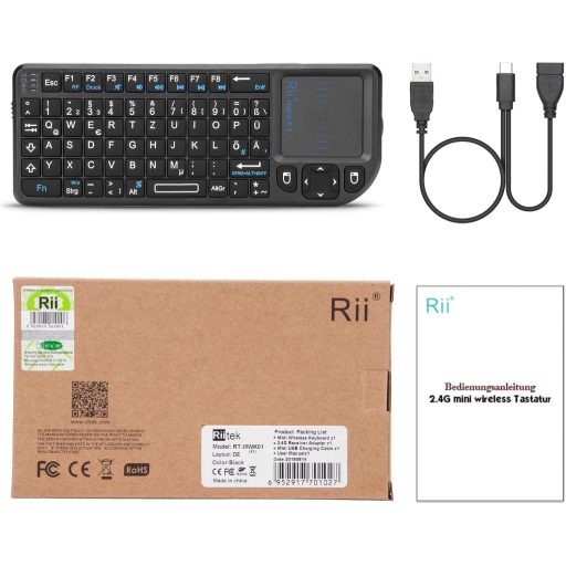 Rii X1 Mini Wireless Billentyűzet Touchpad-dal TV/PC/Tablet/Xbox/PS3-hoz