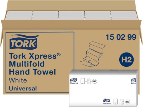 Tork Xpress Multifold kéztörlő papír - fehér, 1 rétegű, 20 csomag x 250 lap, H2 adagolórendszerhez, higiénikus, gazdaságos, élelmiszeripari 