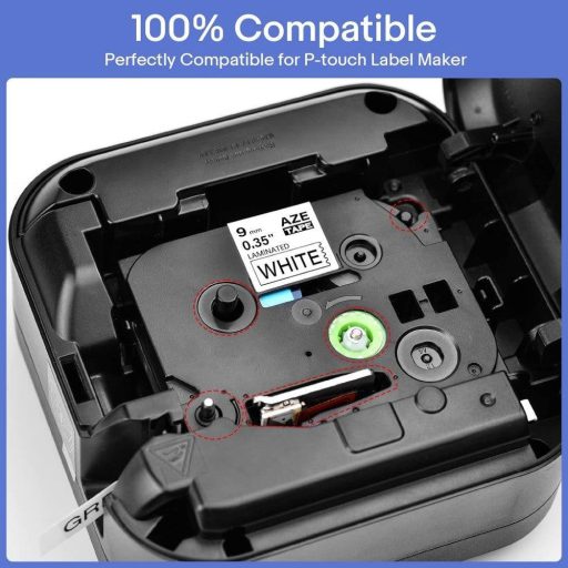 Fehér Címke Szalag  Kompatibilis  Brother TZe-221-hez 9mm Újracsomagolt termék