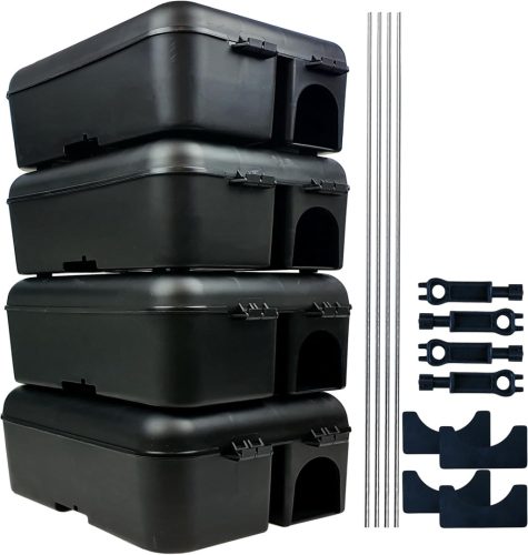 Roshield Pro Box 4 Egér- és Patkánycsapda Szett - Kültéri és Beltéri Rágcsálóirtó Dobozok, Fekete, 4 db
