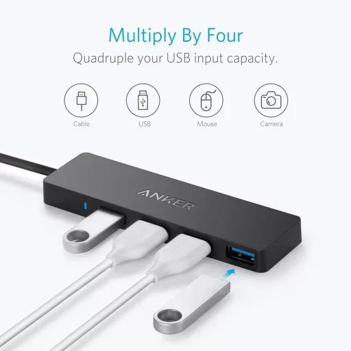 MacBook USB hub: 4 portos, ultra vékony USB 3.0 elosztó Apple és Surface eszközökhöz