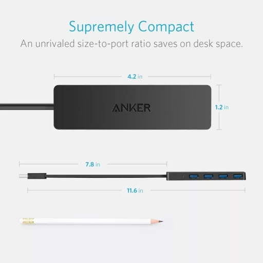 MacBook USB hub: 4 portos, ultra vékony USB 3.0 elosztó Apple és Surface eszközökhöz