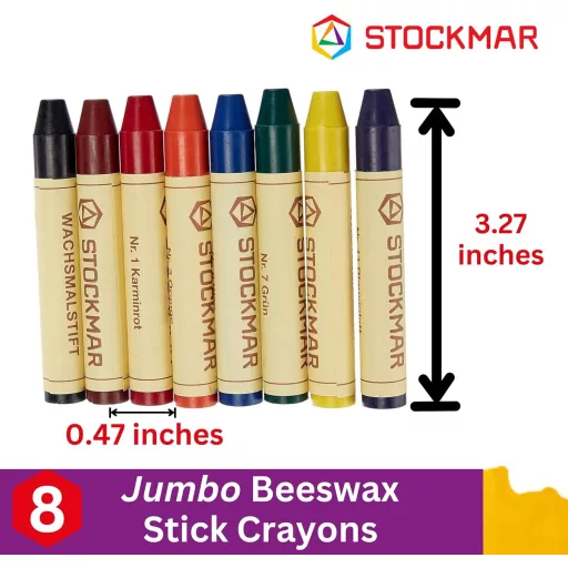 Stockmar Méhviasz Zsírkréta Készlet - 8 Színes Kréta Fémdobozban, Vízálló, 83 mm, 2 Éves Kortól, Rajzoláshoz és Színezéshez