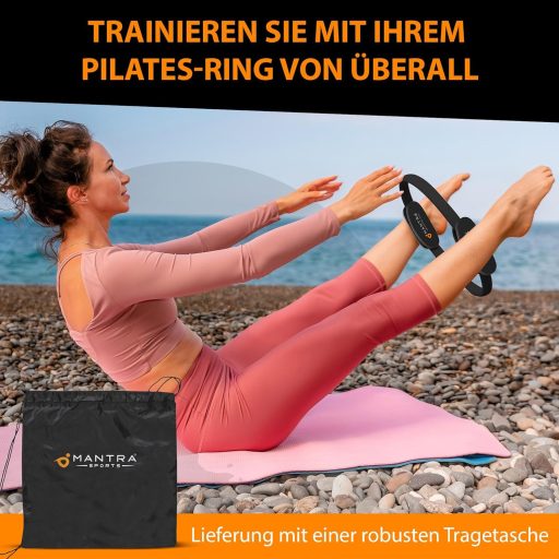 MANTRA SPORTS Inel Pilates - Dispozitiv Fitness Acasă pentru Antrenamentul Mușchilor Pelvieni, Tonifierea Coapselor și a Șoldurilor, Bărbați și Femei, 35,5 cm, Portabil