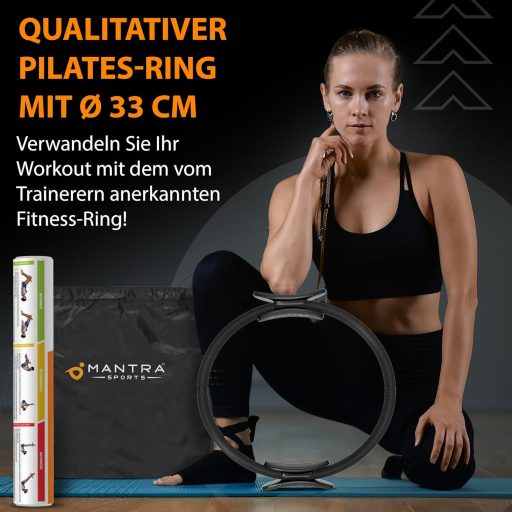MANTRA SPORTS Pilates Prsten - Kućna Fitness Sprava za Trening Mišića Dna Zdjelice, Jačanje Bedara i Bokova, za Muškarce i Žene, 35,5 cm, Prijenosni