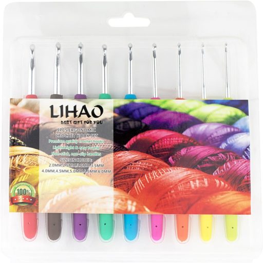 LIHAO Kötőtű és Horgolótű Szett Alumínium Többszínű Tárológéppel