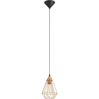   EGLO Tarbes Vintage Függőlámpa E27 Réz-Fekete 17,5cm Retro Stílusú Mennyezeti Lámpa - Copper, Pendant light, 1 bulb, diameter 17.5 cm