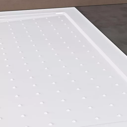 doporro Lucia02 Pravokutna tuš kada 70x100x4 cm Bijeli akril s protukliznim profilom za ugradnju u ravnini poda s DIN priključkom