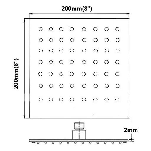 Hiendure 8 Colos Kerek Esőzuhany Fali Szerelésű Rozsdamentes Acél Krómozott Szett