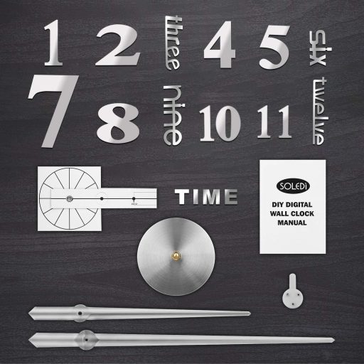 Set autocolant ceas de perete 3D SOLEDI, decorațiune DIY pentru casă și birou
