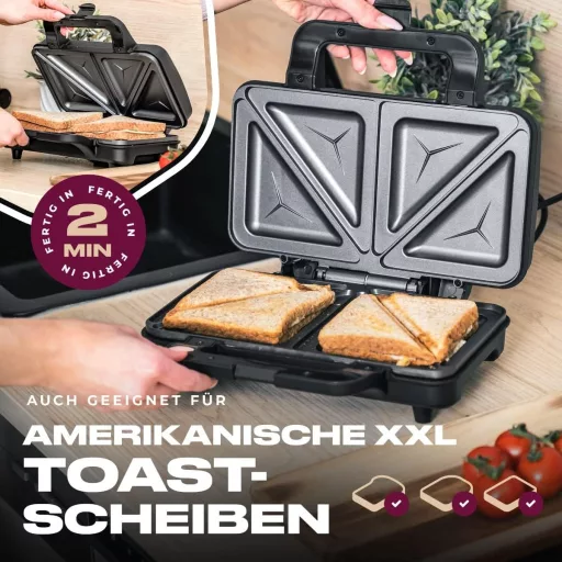 Profi Cook PC-ST 1092 XXL szendvicssütő rozsdamentes acél, tapadásmentes bevonattal