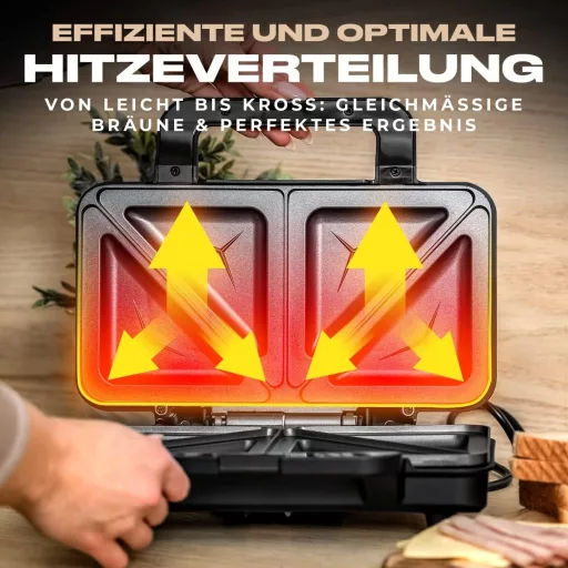 Profi Cook PC-ST 1092 XXL szendvicssütő rozsdamentes acél, tapadásmentes bevonattal