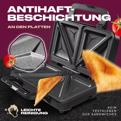 Profi Cook PC-ST 1092 XXL szendvicssütő rozsdamentes acél, tapadásmentes bevonattal