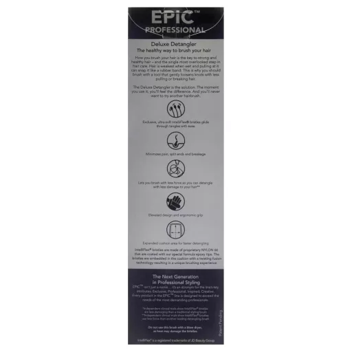 Perie de păr Wet Brush Epic Premium Neagră - Perie profesională pentru descurcarea părului, pentru femei, design ecologic, pieptănare fără noduri