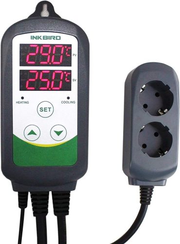 Inkbird ITC-308 Digitális Hőmérséklet Szabályozó Szenzorral, Fűtés-Hűtés Kapcsoló, 230V Termosztát, 2200W Teljesítmény, 2m IP68 Szonda