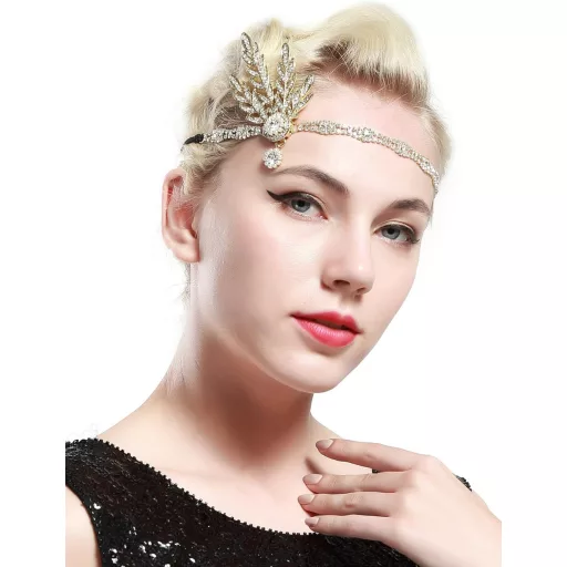 BABEYOND Vintage Hajpánt Arany Színű Gyöngyös Levél Medálos 1920s Stílusú Fejdísz Nőknek Great Gatsby Inspirált