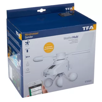   Anemometru fără fir TFA Dostmann Weatherhub Solar pentru smartphone, alb - L 250 x l 150 x H 195 mm, Alb, Modern