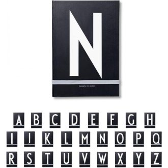   Caiet Design Letters A-Z Negru, Copertă Cartonată, Cu Elastic de Închidere, A5