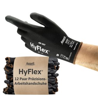   Ansell HyFlex 48-101 Nylon Munkakesztyű Fekete 12 Pár Méret 9