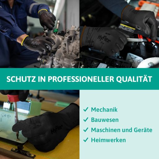 Ansell HyFlex 48-101 Nylon Munkakesztyű Fekete 12 Pár Méret 9