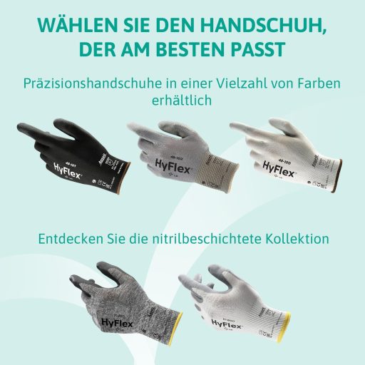 Ansell HyFlex 48-101 Nylon Munkakesztyű Fekete 12 Pár Méret 9