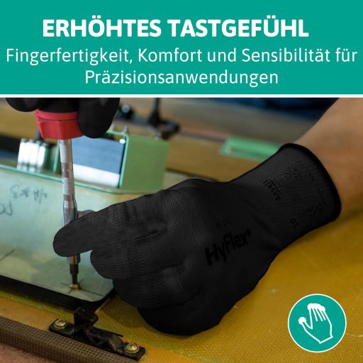 Ansell HyFlex 48-101 Nylon Munkakesztyű Fekete 12 Pár Méret 9