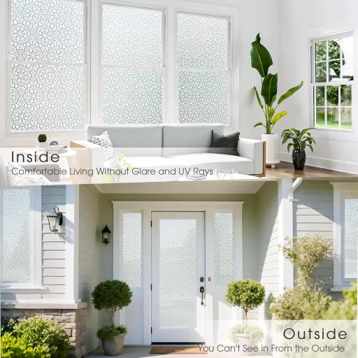 Lifetree Dekoratív Ablakfólia Statikus Ragasztás Nélkül 44x200cm Virágmintás