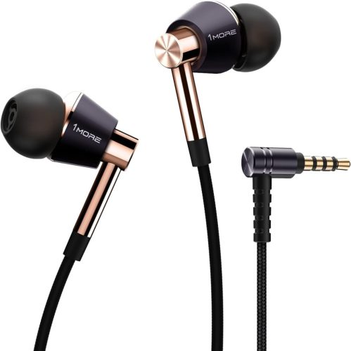 Căști Hi-Fi 1MORE E1001 Triple-driver cu microfon - Headset premium compatibil iOS și Android, auriu