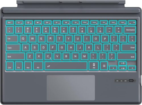 MoKo Bluetooth Billentyűzet Microsoft Surface Pro 7/6/5/4/3 Tablethez - 7 Színű LED Háttérvilágítás, Beépített Touchpad, Újratölthető Akkumu