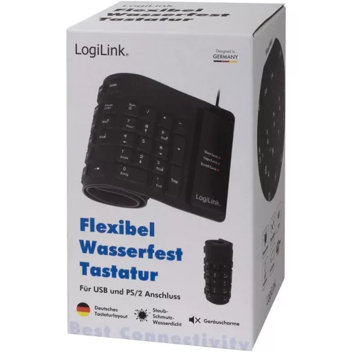 Logilink ID0019 Rugalmas Billentyűzet PC Mac Német Kiosztás