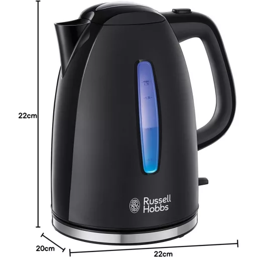 Rýchlovarná kanvica Russell Hobbs Textures+ 1,7 l, 2400 W, LED osvetlenie, rýchly ohrev, čierna