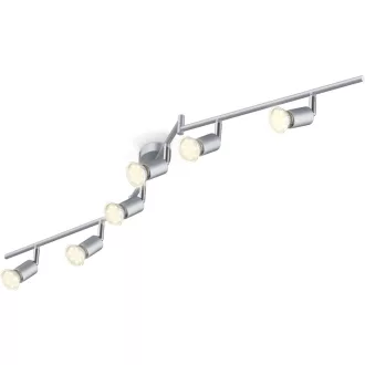   B.K.Licht LED mennyezeti lámpa forgatható meleg fény 6x3W GU10 ezüst titán - 6 focos, Titanium - Bar