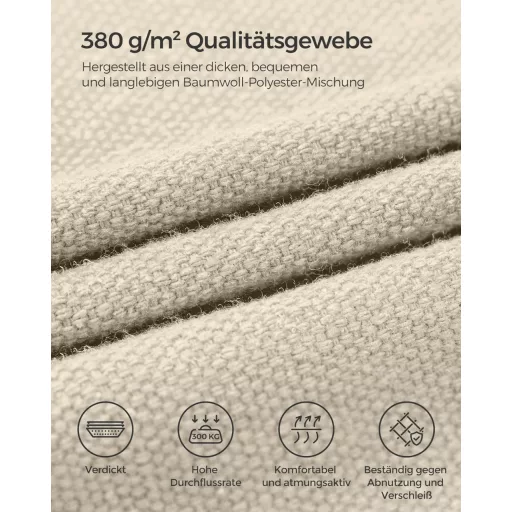 SONGMICS 2 személyes függőágy 210x150 cm, 300 kg terhelhetőség, kültéri hálózat táskával - Beige
