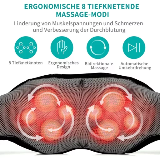 Nekteck Shiatsu Masszírozó Párna Melegítő Funkcióval - Nyak, Váll, Hát és Derék Masszázs Otthon, Irodában és Autóban - Állítható
