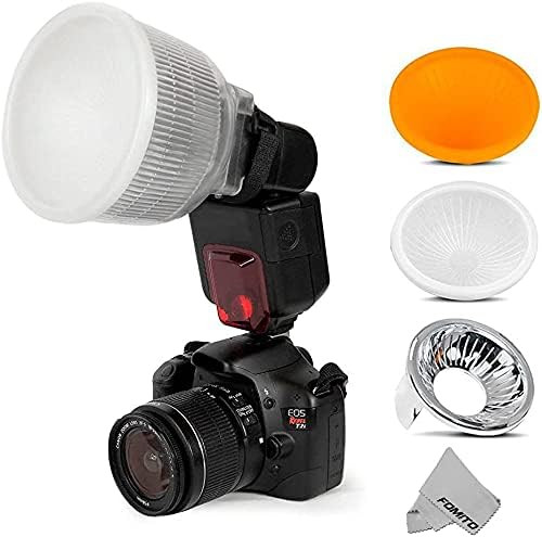 Fomito Univerzális Vakudiffúzor Szett - 3 Színű Borítással (Fehér, Ezüst, Narancs) Speedlite Vakukhoz, Tépőzáras Rögzítéssel