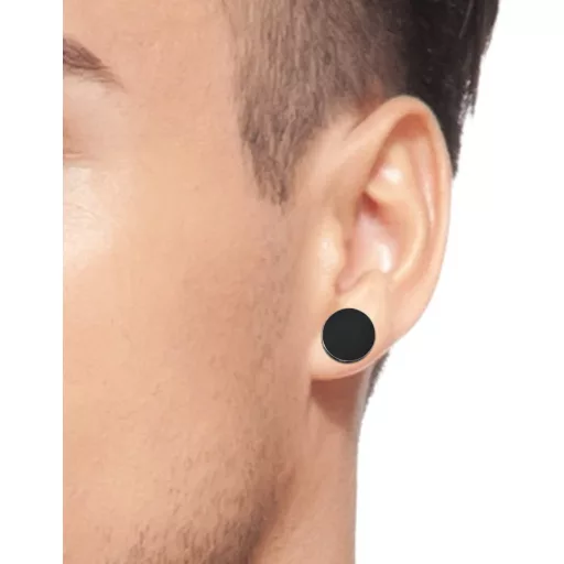 JewelryWe Férfi Fülbevaló Kerek Rozsdamentes Acél Fekete 3-14mm