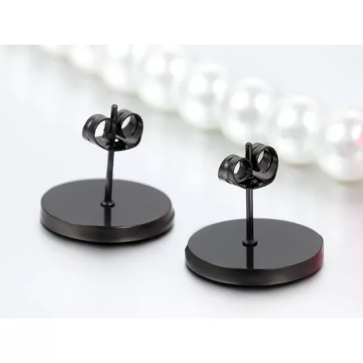 JewelryWe Férfi Fülbevaló Kerek Rozsdamentes Acél Fekete 3-14mm