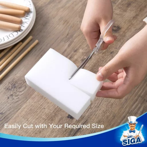 MR.SIGA Burete Magic Melaminic pentru Curățenie în Bucătărie și Gospodărie - Set 12 Bucăți Bureți de Curățat Albi pentru Murdărie Încăpățânată (12x6x3 cm)
