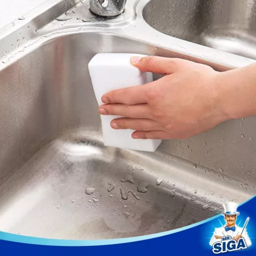 MR.SIGA Burete Magic Melaminic pentru Curățenie în Bucătărie și Gospodărie - Set 12 Bucăți Bureți de Curățat Albi pentru Murdărie Încăpățânată (12x6x3 cm)