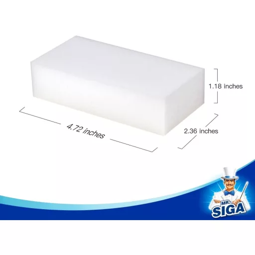 MR.SIGA Burete Magic Melaminic pentru Curățenie în Bucătărie și Gospodărie - Set 12 Bucăți Bureți de Curățat Albi pentru Murdărie Încăpățânată (12x6x3 cm)