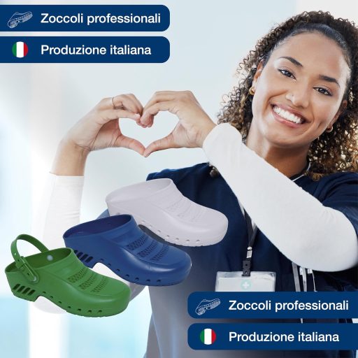 Papuci medicali profesionali GIMA, albi, mărimea 38-39, cu partea superioară ventilată